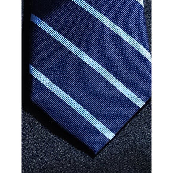Vintage Jos A Bank Classic Men's Striped Silk Tie Navy Blue - Picture 5 of 12